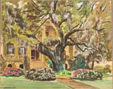 The Johnson-Danner House, Beaufort, SC, c. 1940’s by Christopher A. D. Murphy, Tempera and Gouache on Board, offered Feb 2025
