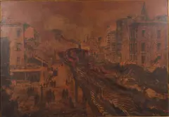 Third Avenue El, New York City by Pol Bury, 1965, Oil on Canvas, sold Feb 2025