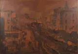 Third Avenue El, New York City by Pol Bury, 1965, Oil on Canvas, sold Feb 2025