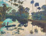 Florida Landscape by Emmett Sutton, Oil on Masonite, sold Feb 2025