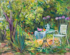 Paysage de la Cote De'Azur by Irène Pagès, Oil on Canvas, sold Feb 2025