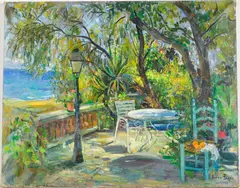 Paysage de la Cote De'Azur by Irène Pagès, Oil on Canvas, sold Feb 2025