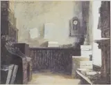 Interior Scene by Charles Gatewood, Tempera on Paper, offered Feb 2025