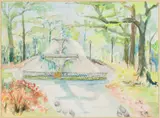 Forsyth Fountain by Eleanor Dillard, Watercolor, sold Feb 2025