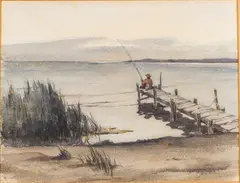 American Moonlight Fisherman by Ray Ellis, c. 1978, Watercolor, sold Feb 2025