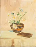 Floral Still Life by Harriet Huston, Oil on Board, sold Feb 2025