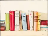 Cookbooks by Holly Farrell, Acrylic and Oil on Masonite, sold Oct 2024