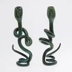 Snake Candlesticks by Judy Kensley McKie, 2009, Bronze, sold Oct 2024
