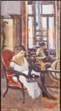 Interior with Woman and Dog by Geoffrey Humphries, 2005, Oil on Canvas, offered Oct 2024