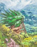 Banana Tree in Wind by Arecio Moncada, 1994, Oil on Canvas, sold Oct 2024