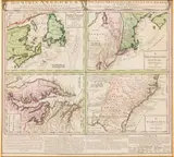 Dominia Anglorum by Johann Baptist Homann, c. 1740, engraving with hand coloring, sold Oct 2024