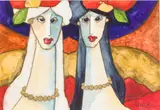 Gail and Judy by Tom Barnes, Watercolor, sold Oct 2024