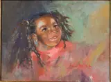 Portrait of a Girl by Amelia Rose Smith, Acrylic on Board, offered Oct 2024