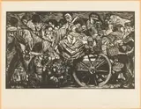 The Exodus, Belgium by Frank BrangwynÂ, 1914, Woodblock, sold Oct 2024