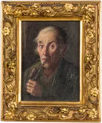 Portrait of an Old Man with Pipe by Konstantin Stoitzner, Oil on Canvas, sold Oct 2024