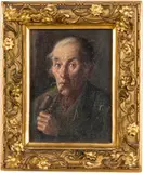 Portrait of an Old Man with Pipe by Konstantin Stoitzner, Oil on Canvas, sold Oct 2024