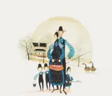 Family Group with Geese by P. Buckley Moss, Watercolor, offered Oct 2024