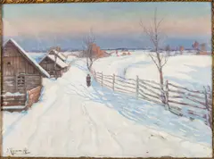 Snow Scene by Joshua Kaganove, Oil on Canvas, offered Oct 2024