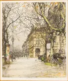 Vienna Opera House by Luigi Kasimir, Etching, sold Oct 2024
