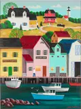 Harbor Village by Steve Klein, Oil on Board, offered Oct 2024