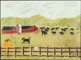 Folk Art Farm Scene by Norma Douglas, 1975, Oil on Canvas, offered Oct 2024