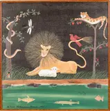 The Lion and the Lamb and Friends by Sandi Wickersham Resnick, 1985, Oil on Canvas, sold Oct 2024