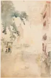 Wright Square by Christopher P. H. Murphy, Watercolor and Pencil, sold Oct 2024