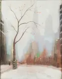 New York Scene by Leon Louis Dolice, Pastel, sold Oct 2024