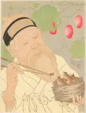 Le Nid by Paul Jacoulet, Woodblock, sold Oct 2024