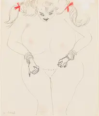 Dancer, Red Hair Ribbons by William Scharf, 1966, Graphite on Paper, sold Jun 2024