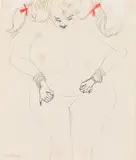 Dancer, Red Hair Ribbons by William Scharf, 1966, Graphite on Paper, sold Jun 2024