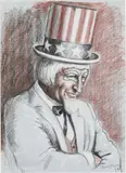 Uncle Sam by Barry Thay, 1991, Charcoal and Pastel on Paper, sold Jun 2024