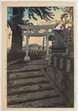 Evening Sky, Suwa Shrine by Shiro Kasamatsu, Woodblock Print, sold Jun 2024