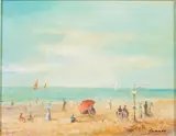 Beach Scene, Trouville by Michel Jamart, Oil on Canvas, sold Jun 2024