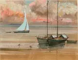 Sailboats by Kerry Hallum, 1977, Watercolor on Paper, offered Jun 2024