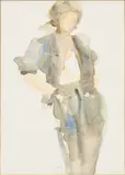 Fashion Study by K. Colley, Watercolor, sold Jun 2024