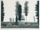 Robert Kipniss (b. 1931) by Robert Kipniss, lithograph depicting a barn and trees in a landscape. Pencil, sold Nov 2025