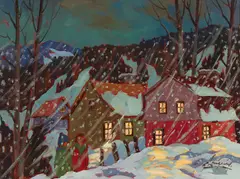 Night of the Storm / Soir de tempête, Laurentides by Claude Langevin, oil on canvas, sold Sep 2026