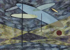 Abstract Composition #13 by Gordon Mckinley Webber, 1953, oil on board, sold Sep 2026