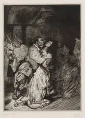 Quasimodo et Esmeralda dans la Cour des Miracles by Pierre-Georges Jeanniot, etching on paper, sold Sep 2026