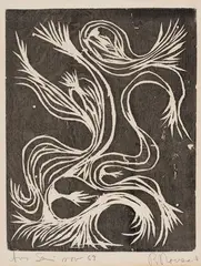 Sans titre by Robert Roussil, 1963, woodblock print on paper, sold Sep 2026