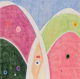 Through the Years (3) by Marlon Kroll, acrylic and coloured pencil on muslin on panel, sold Sep 2026