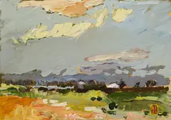 One Bright Yellow Cloud by Bobbie Burgers, acrylic on canvas, sold Sep 2026