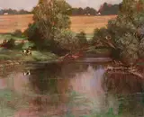 Picnic on the Soan, Burgundy by Philip Craig, 1992, acrylic on canvas, sold Sep 2026