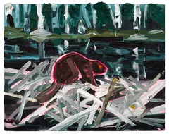 Canadian Beaver by Kim Dorland, 2017, oil on canvas, sold Sep 2026