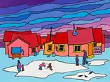 Quiet Village by Ted Harrison, acrylic on board, sold Sep 2026