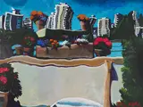More Marigolds by Tiko Kerr, acrylic on canvas, sold Sep 2026