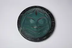 Frog by Robert Davidson, 1987, bronze sculpture with green patina on a soapstone base, sold Aug 2026