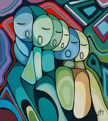 In Harmony by Daphne Odjig, 1984, acrylic on canvas, sold Aug 2026