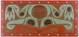 Frog by Glen Rabena, acrylic on red cedar with operculum inlay, sold Aug 2026